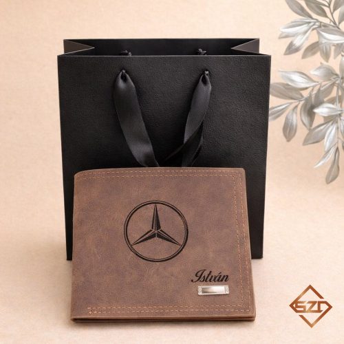 Mercedes logós férfi pénztárca sötétbarna
