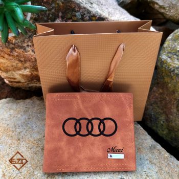 Audi logós férfi pénztárca világosbarna