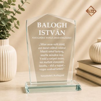 Nagy kristály díj díszdobozban-nyugdíj