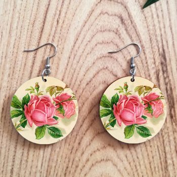 Rózsa fa fülbevaló