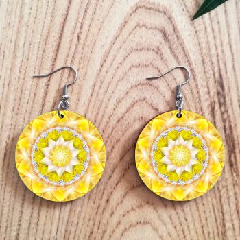Sárga mandala fa fülbevaló