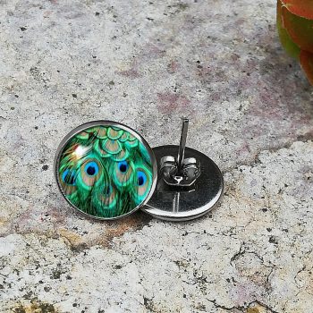 Zöld pávatoll - stekkeres fülbevaló