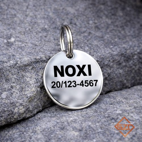 Polírozott nemesacél cica-kutya biléta 20 mm