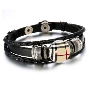 Burberry mintás bőr karkötő