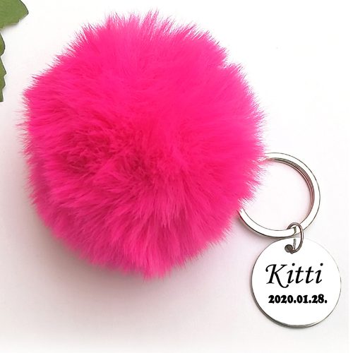 Pompom kulcstartó pink-01