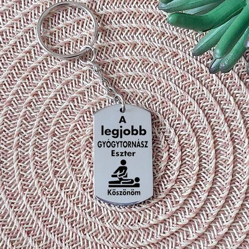 A legjobb gyógytornász acél kulcstartó