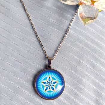 Kék mandala acél nyaklánc