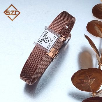 Neves-dátumos rose gold nemesacél karkötő-01