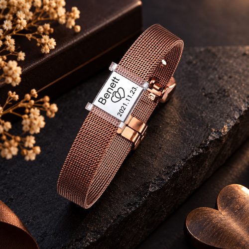 Névre szóló rose gold karkötő dátummal – 01
