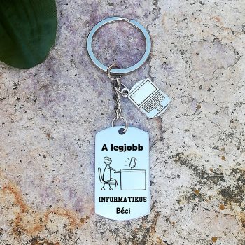 A legjobb informatikus nemesacél kulcstartó