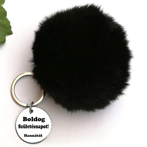 Pompom kulcstartó fekete-01