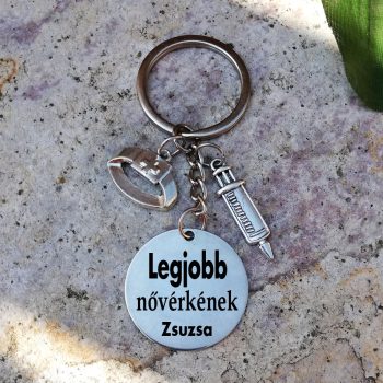 Legjobb nővérkének acél kulcstartó