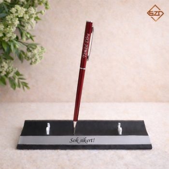 Bordó-ezüst slim toll dobozban