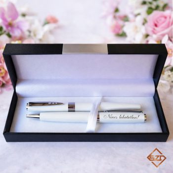 Exkluzív díszdobozos fehér kerámia toll szett