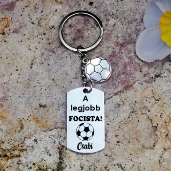 A legjobb focista nemesacél kulcstartó