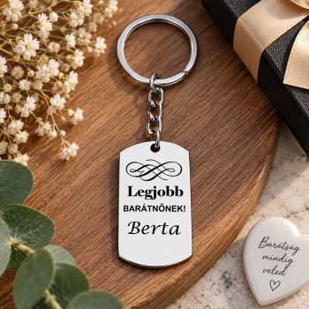 Gravírozott nemesacél kulcstartó a legjobb barátnőnek