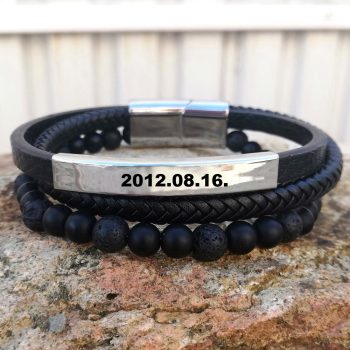 Nemesacél-lávakő ásványkarkötő