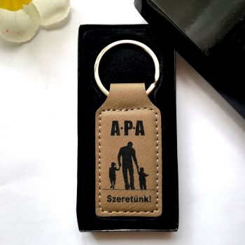 Bőr gravírozott kulcstartó Apa szeretünk!