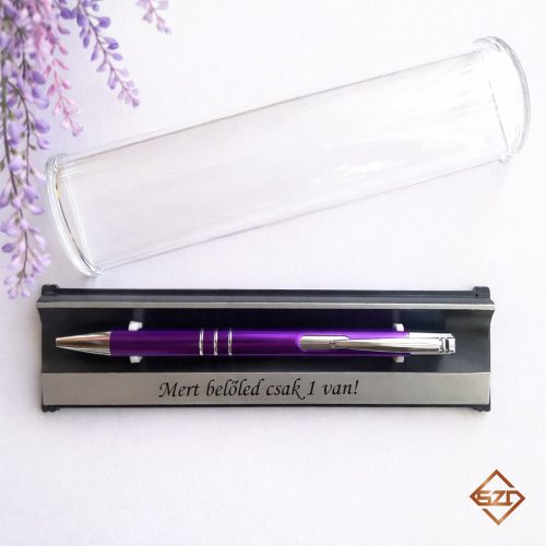 Lila színű fém toll dobozban