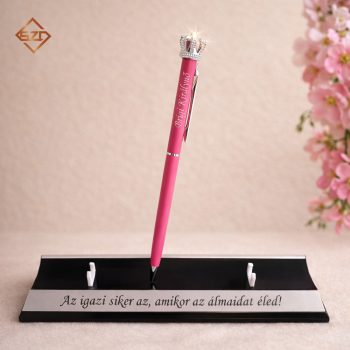 Pink koronás golyóstoll dobozban