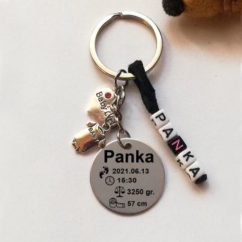 Baba születési információ acél kulcstartó-04