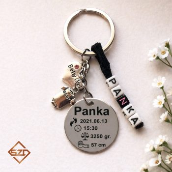 Baba születési információ acél kulcstartó-04