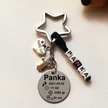 Baba születési információ acél kulcstartó-05