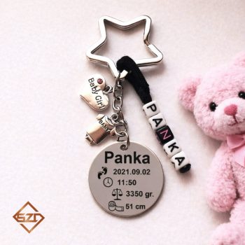 Baba születési információ acél kulcstartó-05