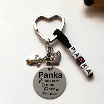 Baba születési információ acél kulcstartó-06