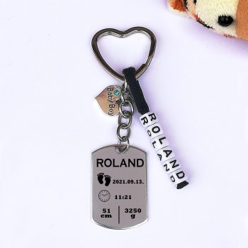 Baba születési információ acél kulcstartó-07