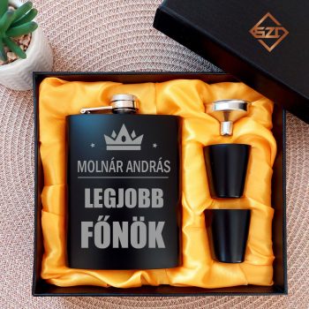 Legjobb főnök fekete acél flaska szett 
