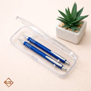 Kék golyóstoll és mechanikus ceruza szett