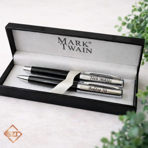 Mark Twain fekete-ezüst toll szett