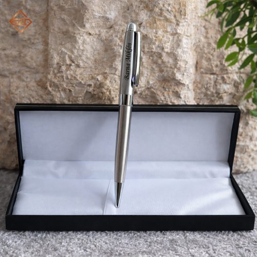 Acél ezüst klipszes golyóstoll díszdobozban