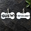 Mopsz gravírozott nemesacél kutyabiléta 40×22 mm