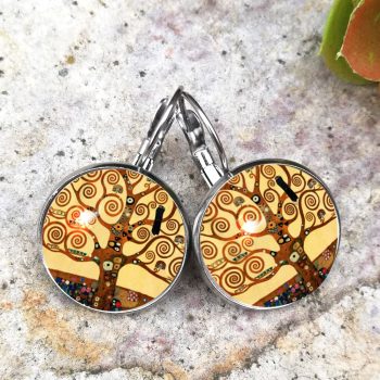 Klimt Életfa francia kapcsos fülbevaló