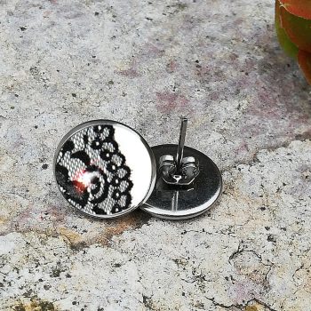 Csipkemintás stekkeres acél fülbevaló