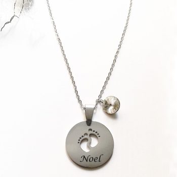   Babatalp nemesacél nyaklánc Rivoli Swarovski® kristállyal