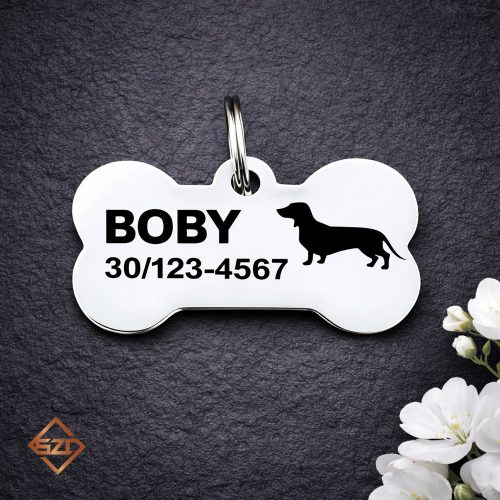 Tacskó nemesacél kutyabiléta 40x22mm