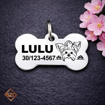 Yorkie nemesacél kutyabiléta 40x22mm