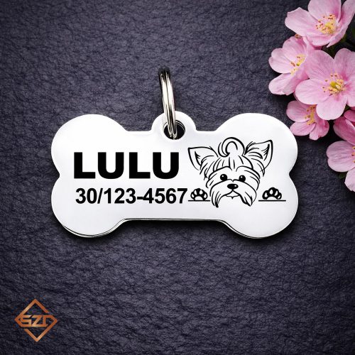 Yorkie nemesacél kutyabiléta 40x22mm