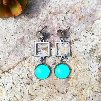 Világoskék négyzet fülbevaló