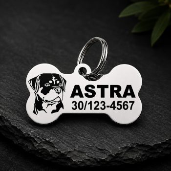 Rottweiler gravírozott nemesacél kutyabiléta 40×22 mm