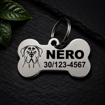 Cane Corso gravírozott nemesacél kutyabiléta 40×22 mm