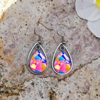 Színes absztrakt csepp fülbevaló