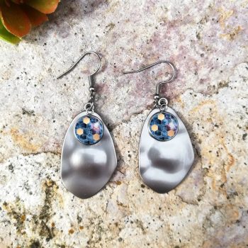 Kék-arany absztrakt fülbevaló