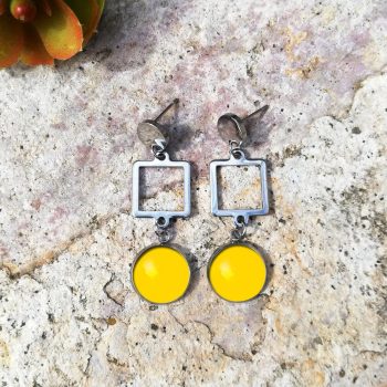 Sárga négyzet fülbevaló