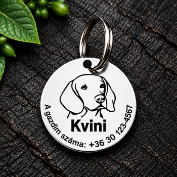 Vizsla gravírozott nemesacél kutyabiléta 30 mm