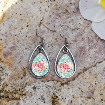 Vintage virágos csepp fülbevaló