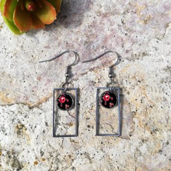 Fekete rózsás tégla fülbevaló